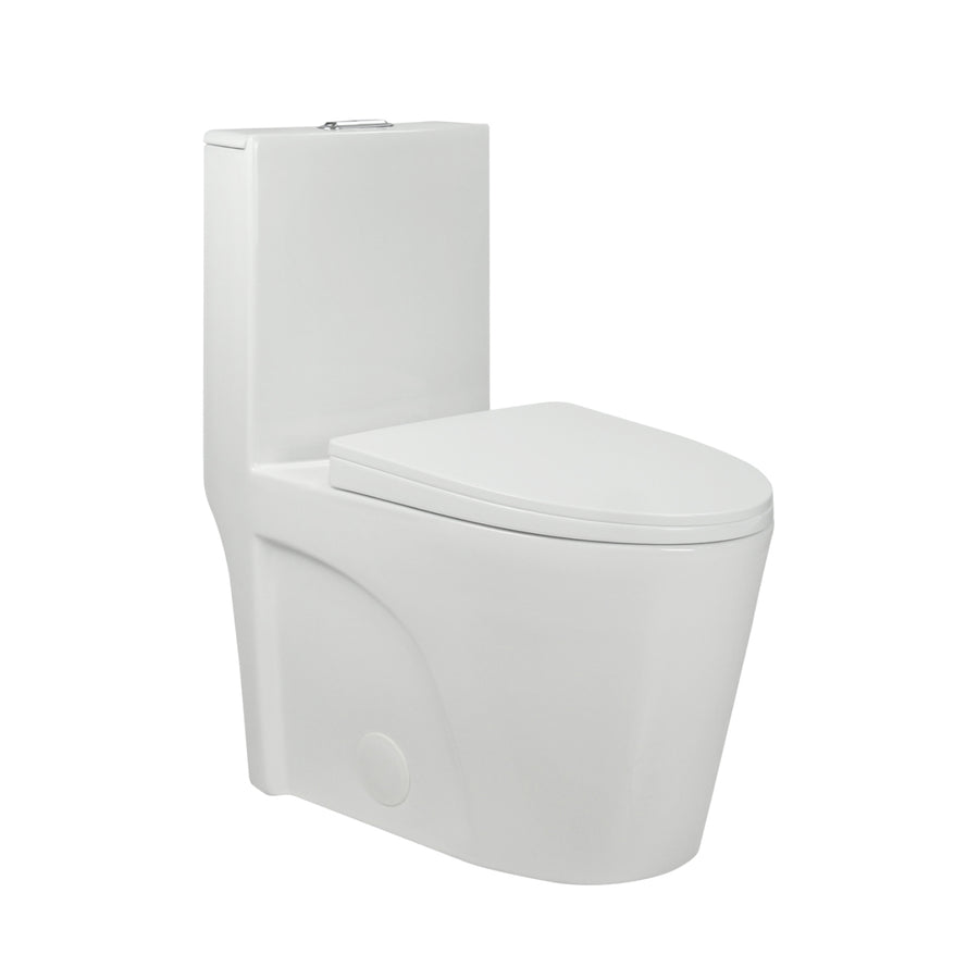 Toilette monopièce blanche au design moderne et épuré avec réservoir rectangulaire