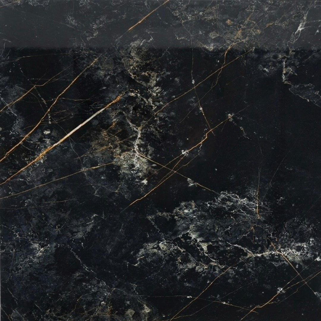 tuile pour salle de bain 24x24 en porcelaine noire lustrée, idéale pour sol et mur intérieur