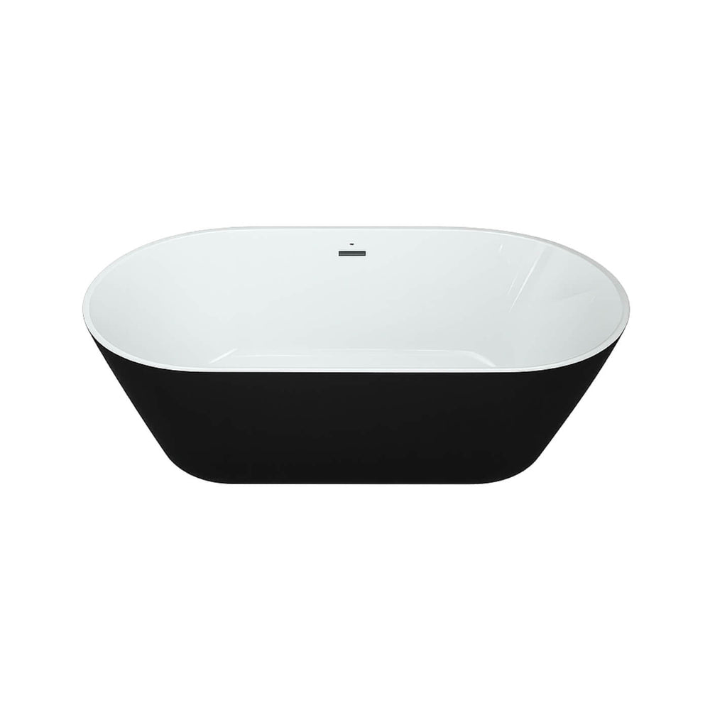 Un bain ovale autoportant pas cher en acrylique noir et blanc – design moderne pour salle de bain tendance